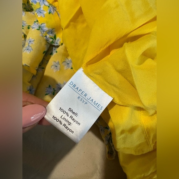 Draper James RSVP yellow floral wrap ruffle flounce dress size large - Picture 9 of 10
